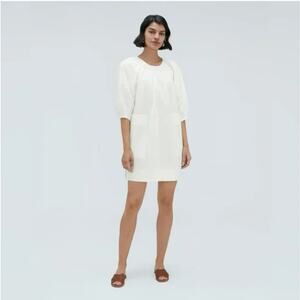 Everlane White Seersucker Puff Sleeve Mini Dress XS